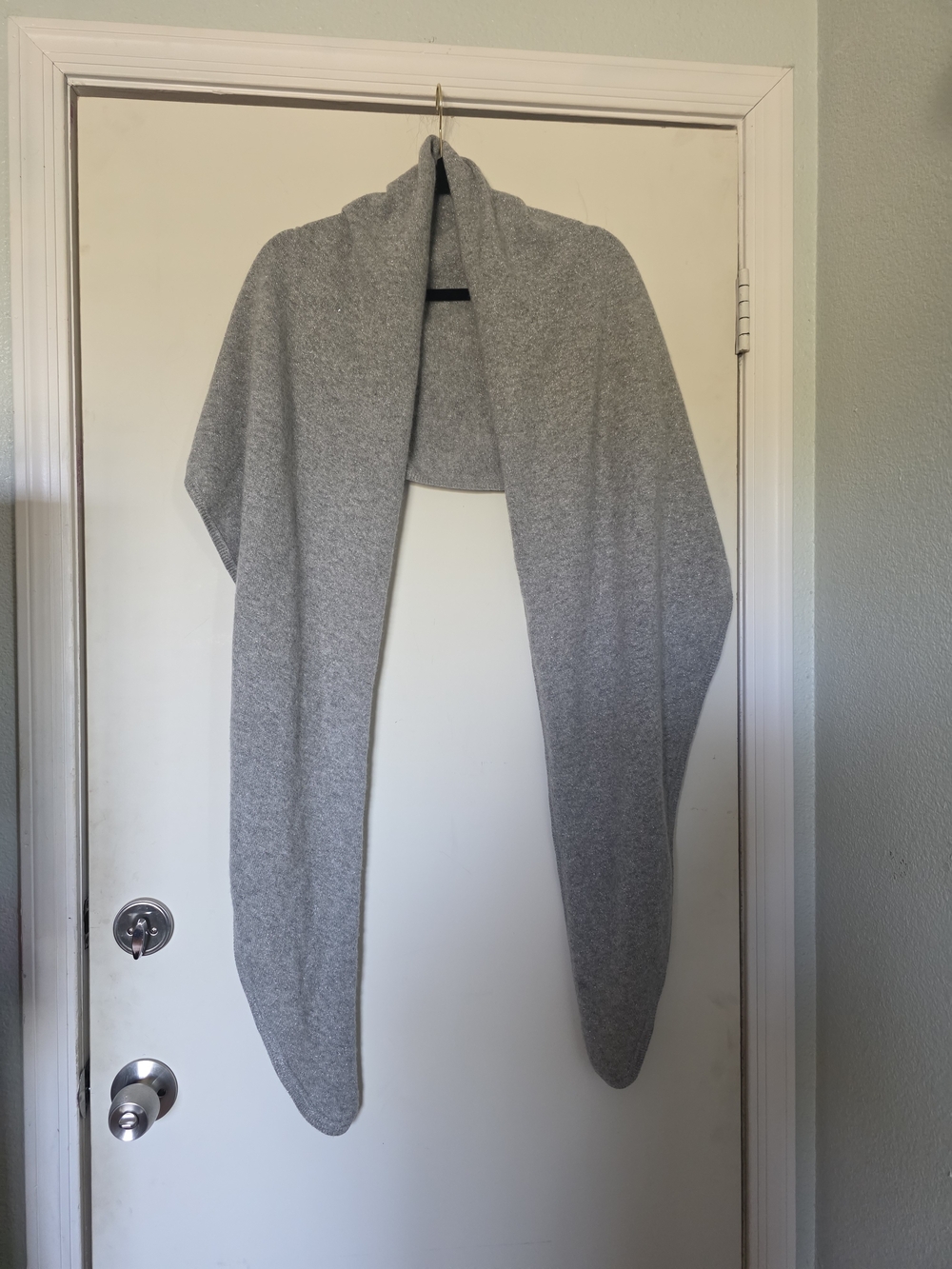 Ann Taylor Light Gray Cashmere Silver Flecked Wrap Scarf
